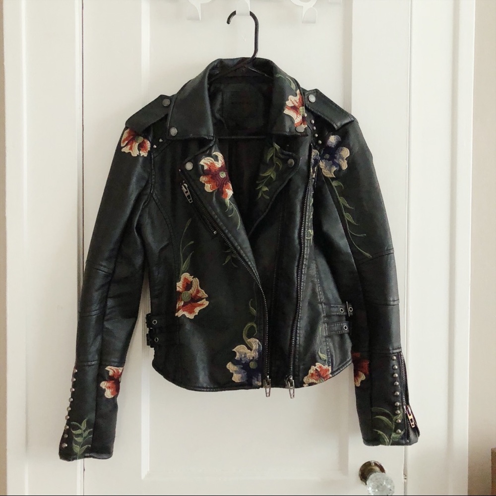 BLANK NYC floral moto jacket